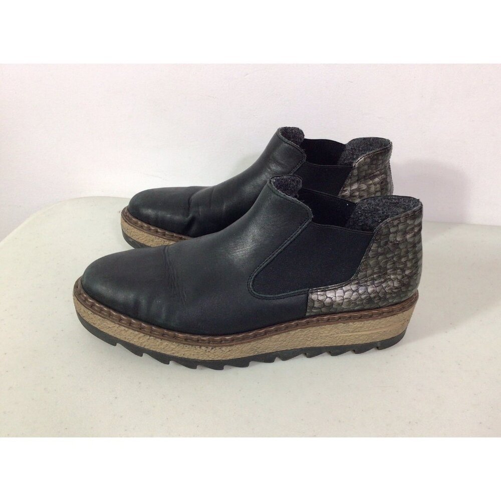 Rieker Leather Platform Ankle Boots Womens 41